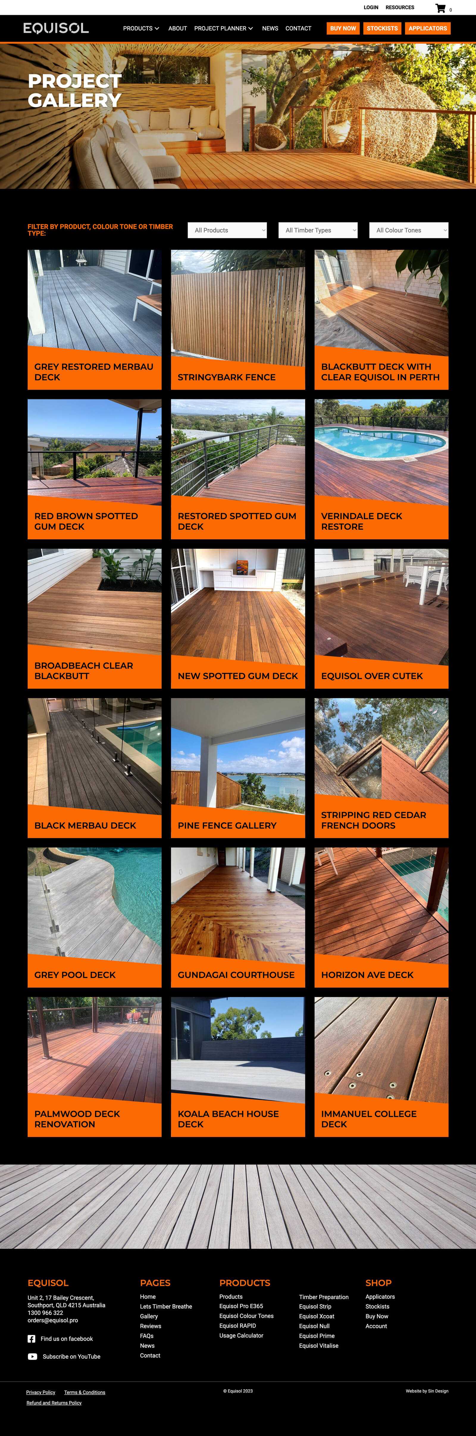 Screenshot of Equisol Gallery page
