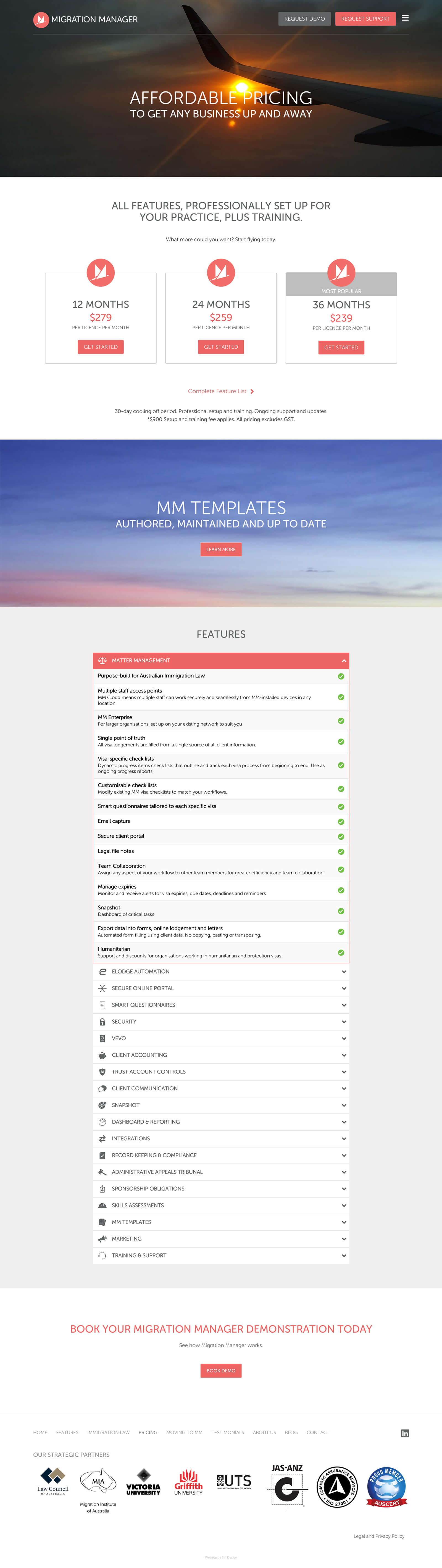 Screenshot of Migration Manager Pricing page